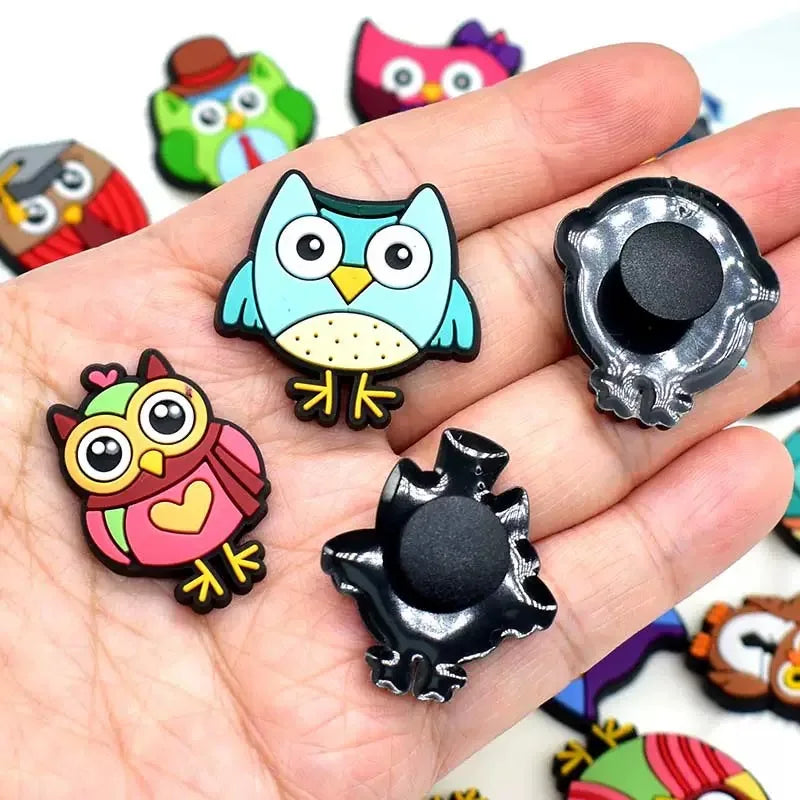 25-100Pcs Various Owl PVC Clog Buckle Charms Children Lovely Bird Garden Shoe Decorations DIY Wristband