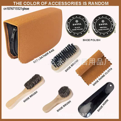 1set Leather Shoes Polish Set Brush Cleaning Kit Keep Shiny Clean Tools for Leather Shoes Care Kit Portable for Boots Sneakers