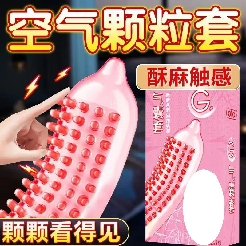Ribbed Condoms for Men Dotted Spike G-spot Vaginal Stimulation Cock Condom Contraception Sensitive Penis Sleeve Adult Sex Toys