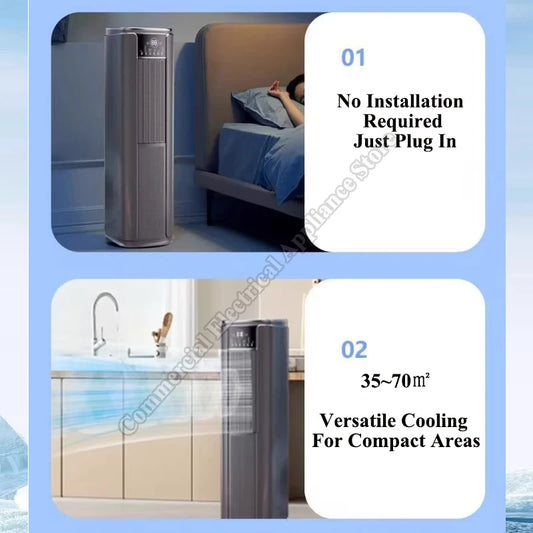35~75㎡ Mobile Air Conditioner Cooling and Heating Installation Free Integrated Compressor Refrigeration Air Conditione