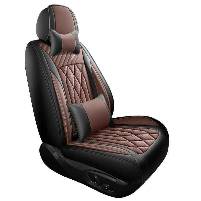 Front single-seat car seat cover, with headrest and lumbar support, universal style, suitable for most models