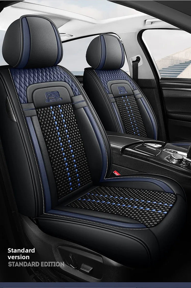 Universal Auto Split Seat Car Full Seat Cover Breathable Ice Silk Nappa Leather Car SUV Cushion Full Seats Cover Protection