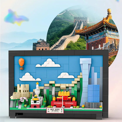 City postcard street view assembly building blocks toys creative ornaments model children's holiday gifts