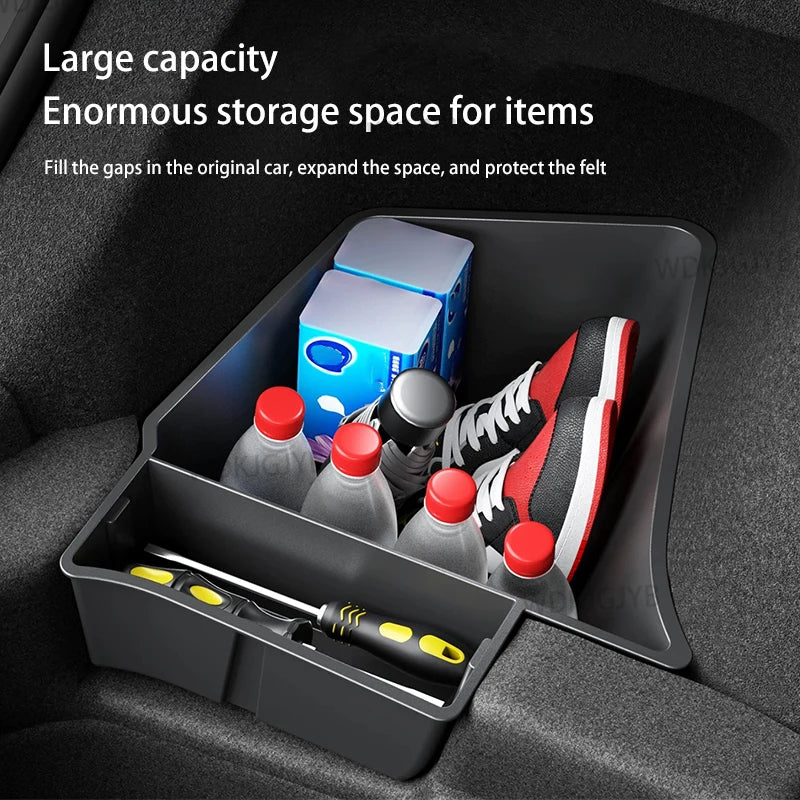 For Tesla Model Y Juniper 2025 Trunk Organizer Side Storage Box Boot Organizer TPE Storage Bin Anti-dirty Car Travel Accessories