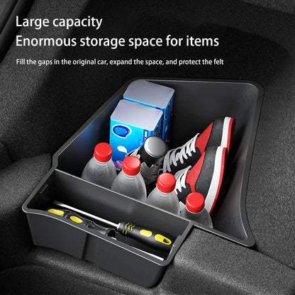 For Tesla Model Y Juniper 2025 Trunk Organizer Side Storage Box Boot Organizer TPE Storage Bin Anti-dirty Car Travel Accessories