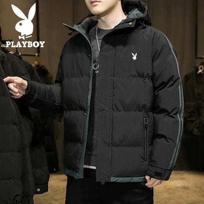 Men's Cotton Jacket 2024 New Winter Thickened Hooded down Cotton Padded Coat Fashionable Loose Style Urban Casual Wear