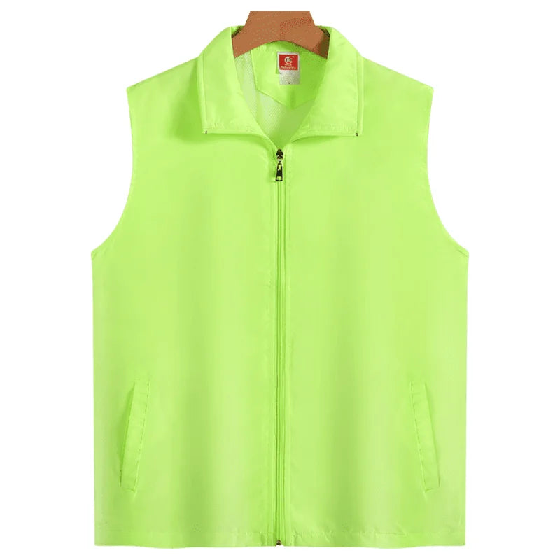 Fashion Vest Custom Logo Solid Color Sleeveless Vest Embroidery Company Team Brand Design Thin Charity Vest Print Pattern Text
