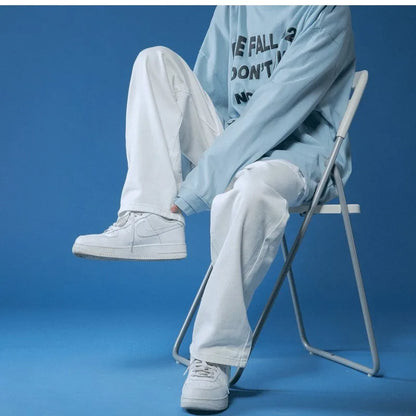 White Jeans Men Loose Denim Trousers Neutral straight pants pour hommes Wide Jeans Streetwear Casual Man Women Pants Bagy jeans