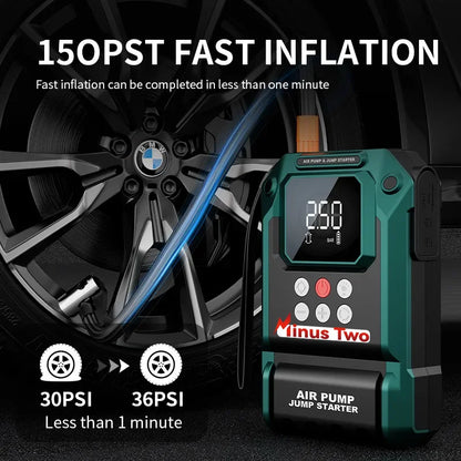 2000A Portable Power Station: Car Jump Starter with 180PSI Air Pump, Dual USB Power Bank & Emergency Booster Kit.