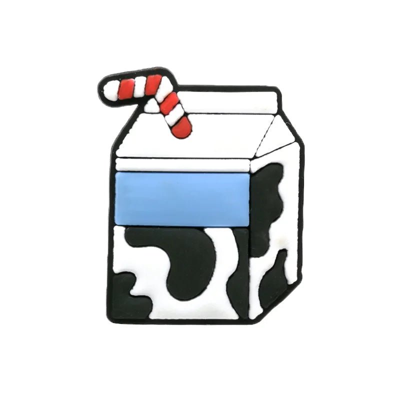 1/25PCS Cute Food & Health Theme PVC Shoe Charms for Clogs, Milk Carton, Ambulance, Tennis Ball DIY Accessories for Kids & Teens