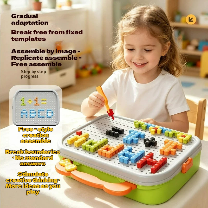 Mushroom Nail Peg Puzzle DIY Building Set, Montessori Fine Motor Educational Toy With Storage Box, Ideal Birthday Gift for Kids