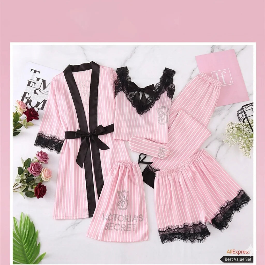 New Trim Homewear Ladies Sleepwear Chemise Sexy Womens Victoria's Secret Nightwear Underwear Pajamas Set Robe Lace