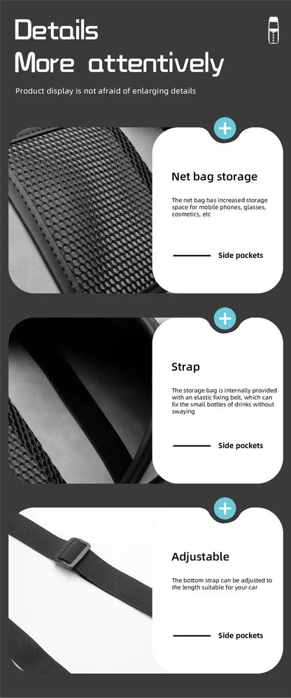 Car Seat Back Bag With Tissue Holder Car Seat Side Storage Bag Car Multifunctional Hanging Drink Holder Mesh Storage Pocket