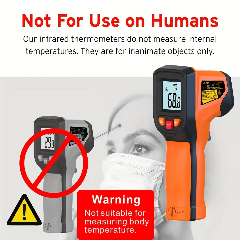 NJTY T600T600A Laser Temperature Gun Infrared Thermometer Sensor Handheld Non-contact IR LCD Industrial Pyrometer Digital 600 °C