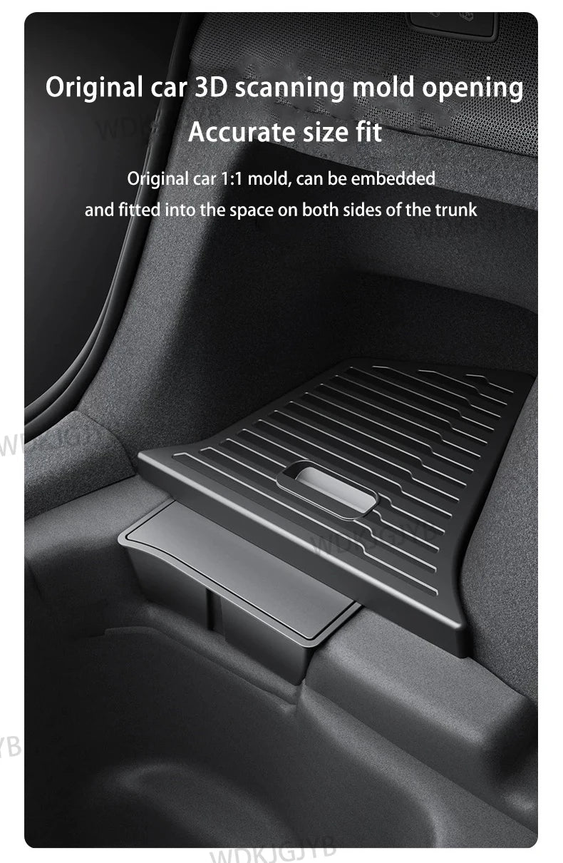 For Tesla Model Y Juniper 2025 Trunk Organizer Side Storage Box Boot Organizer TPE Storage Bin Anti-dirty Car Travel Accessories