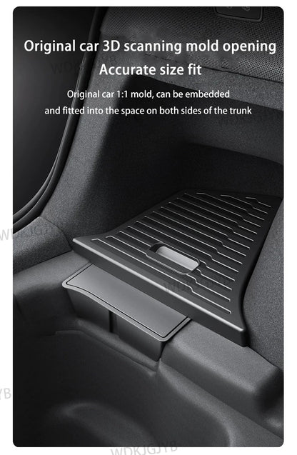 For Tesla Model Y Juniper 2025 Trunk Organizer Side Storage Box Boot Organizer TPE Storage Bin Anti-dirty Car Travel Accessories