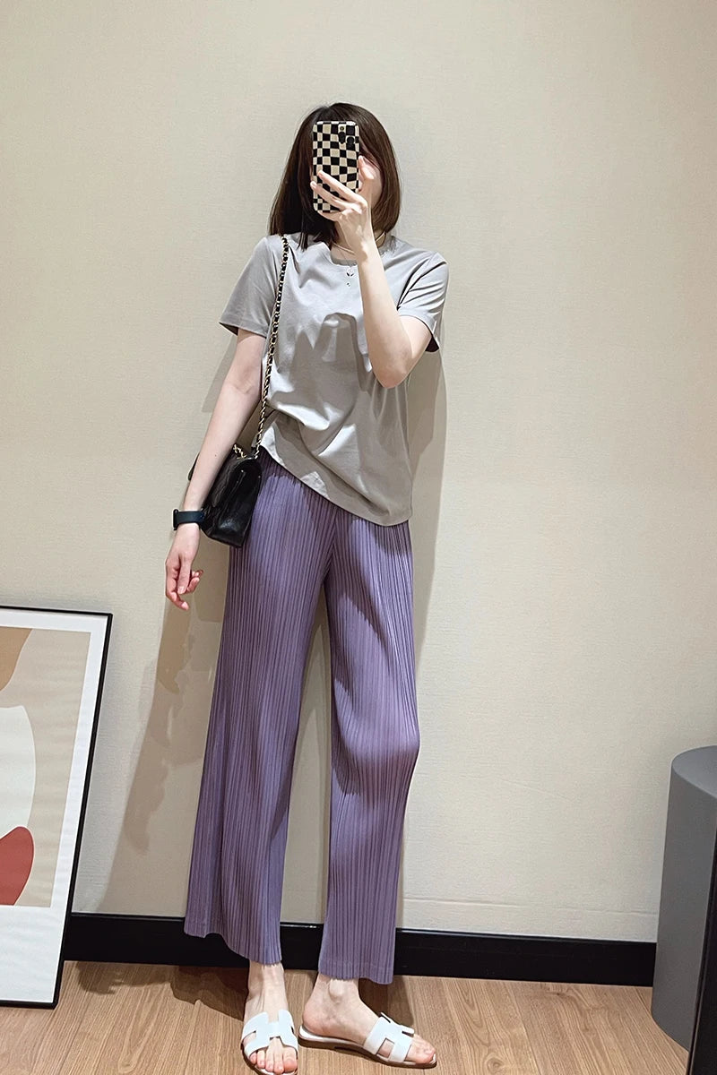 Unique Folded Design Sleeveless Top Set for Small Women Elegant Suitable Travel Wear Polyester Summer T-Shirt round Neck High...