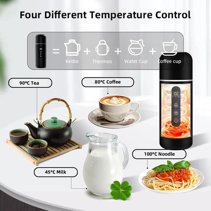 12V/24V Car Heating Cup 500ml Temperature Adjustable Coffee Tea Truck Cup with 304 Stainless Steel Dry Burn Protection & Cup Bag