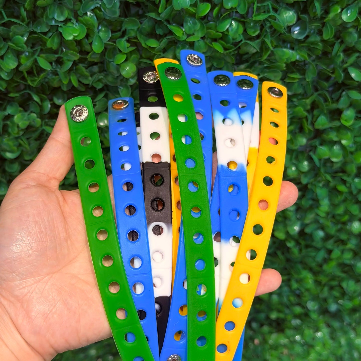 1/12/50/100PCS 21cm Silicone Flexible Holes Fit Shoe Charms Wrist Band Bracelet Sports Casual Bangle For Watches Decorations