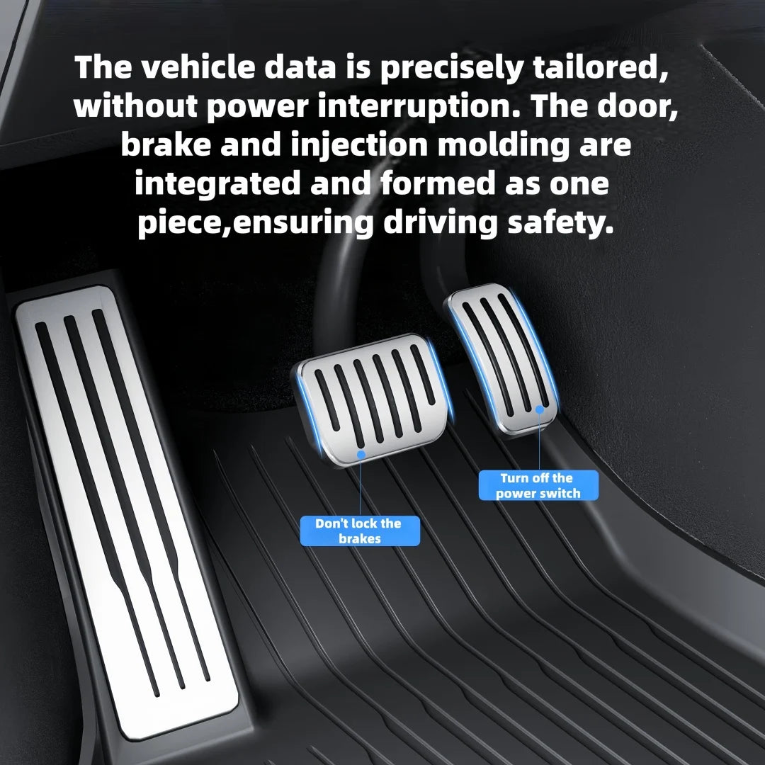 3/6-Piece Set TPE Dual-Layer Car Floor Mats for Tesla Model Y Juniper/Standard Full Vehicle Upgrade with Metal Pedal Driver