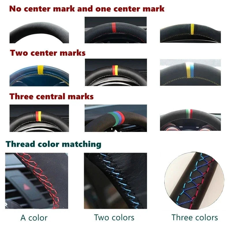 Customized Hole-punch Wear-resistant Car Steering Wheel Cover for Nissan Patrol Y61 Black Genuine Leather Car Accessories