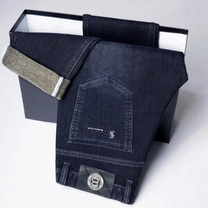 Autumn Winter Men's High-quality Slim Straight-leg Jeans Light Bussiness Casual Fashion Slimming Comfortable Style Male Trousers