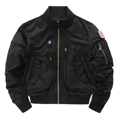Men's flight jacket - waterproof field coat Fashionable stand up collar outdoor training clothes, streetwear tops, outerwear