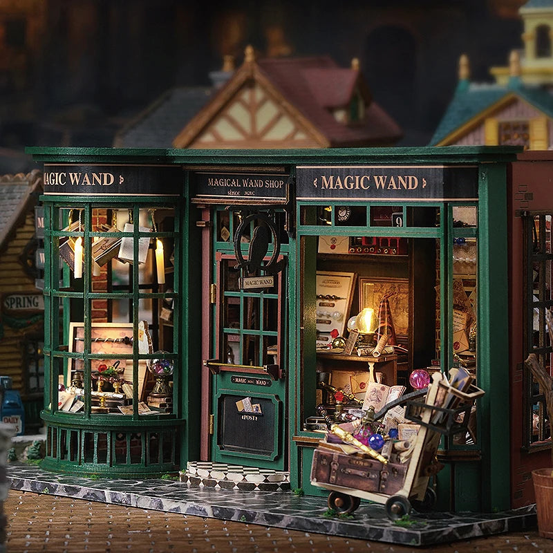 Magical House Wooden Miniature Doll House Magic Shop DIY Dollhouse Kit With Furniture Retro Home Model Toys For Xmas Gifts
