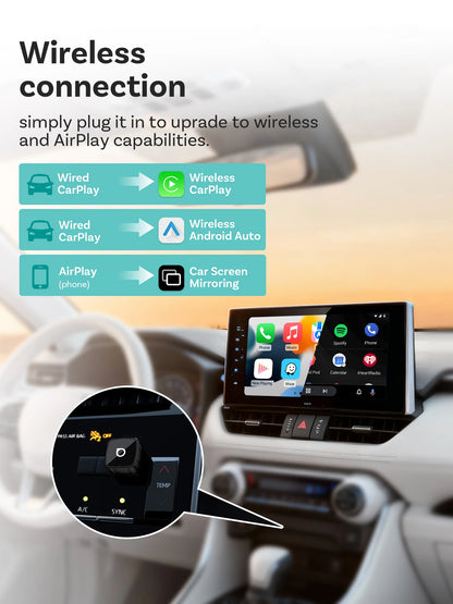 OTTOCAST MINI AIR Cube 4.0 Wireless CarPlay Android Auto 3 in 1  Adapter Screen Mirroring Car Accessories for Youtube Tiktok