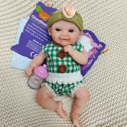 6 Inch/15cm Washable Mini Vivienne Full Silicone Reborn Girl Doll, Painted Realistic Skin, Soft Lifelike Bebe Reborn De Silicona