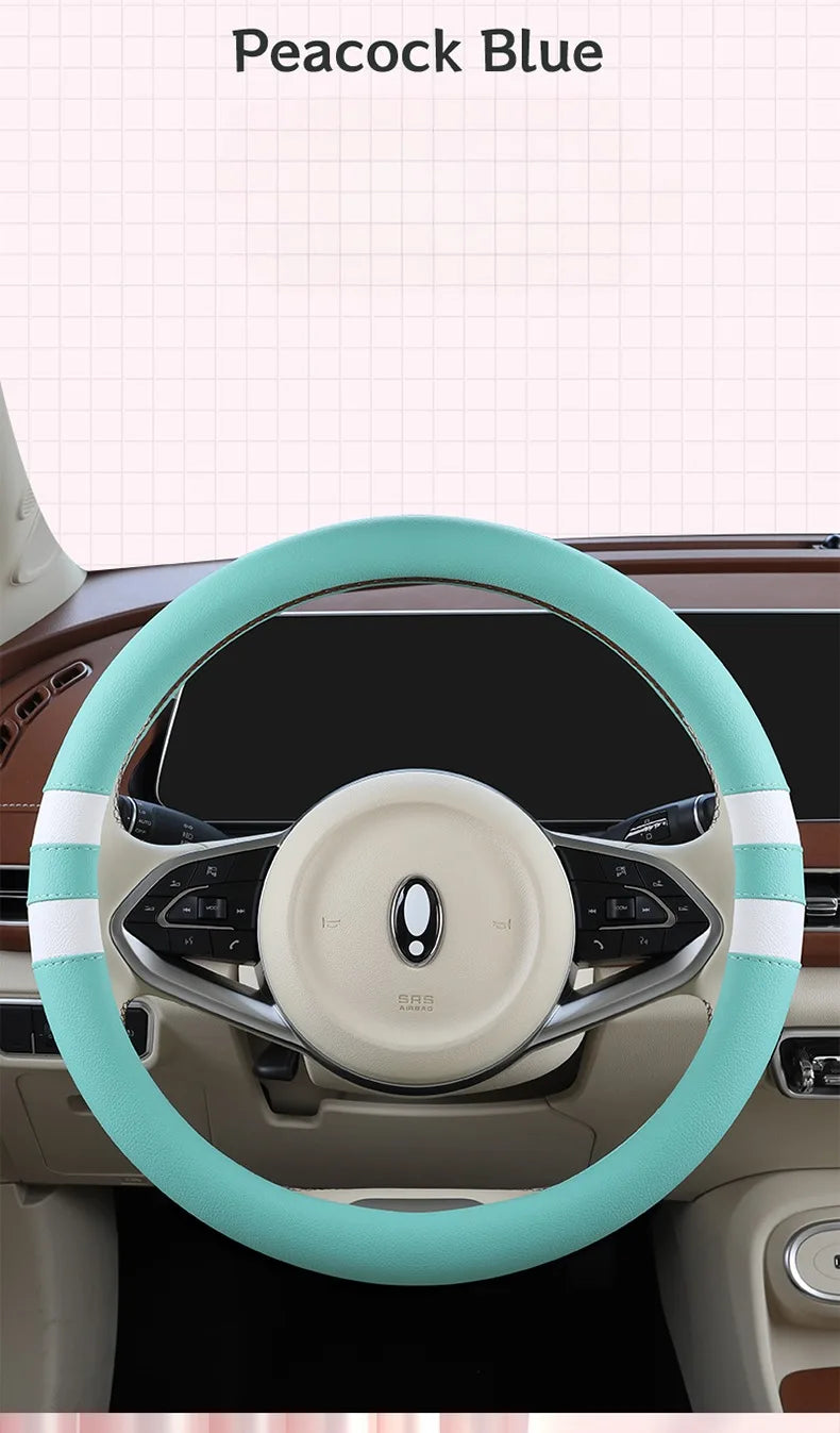 Car Steering Wheel Cover for Women Girls Universal 14.5-15 Inch, Breathable , Non-Slip, Car Interior Accessories for Most Cars