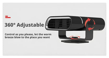 Portable Car Heater with Fast Heating Defrost & Defog Functions | 12V/24V Compatible | Fixed Air Outlet 360° Adjustable Angle