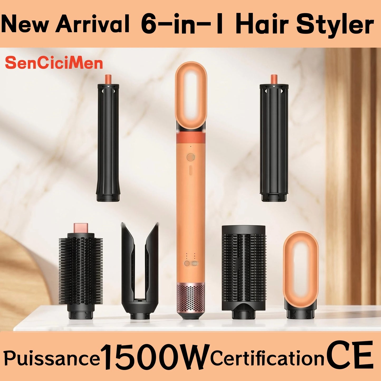 6-In-1 Hair Care Styler Negative Ion Blow Dryer Multi-Function Curling Iron Combination for Styling And Grooming