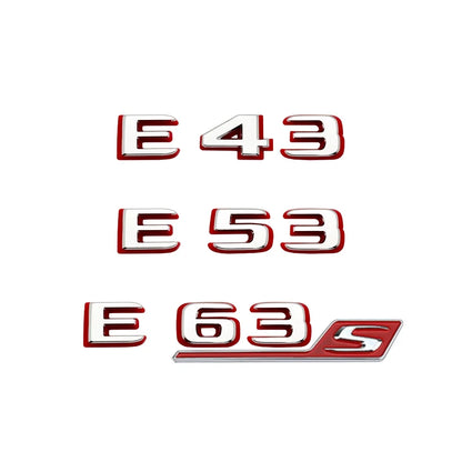 2024 New style Two tone Letters Numbers Emblem E43 E53 E63s for Car Fender Trunk Rear W212 W213 W214 Sticker