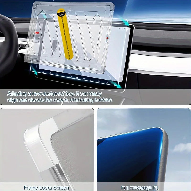 For Tesla Model 3 Y Highland 2025  HD Tempered Glass Screen With Dust-Free Film Touch Screen Protection Steel Glass Film