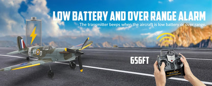 Volantex New Spitfire RC Plane EPP 400mm Wingspan RC Fighter One Key Aerobatic 2.4G 4CH RTF Warbird Plane