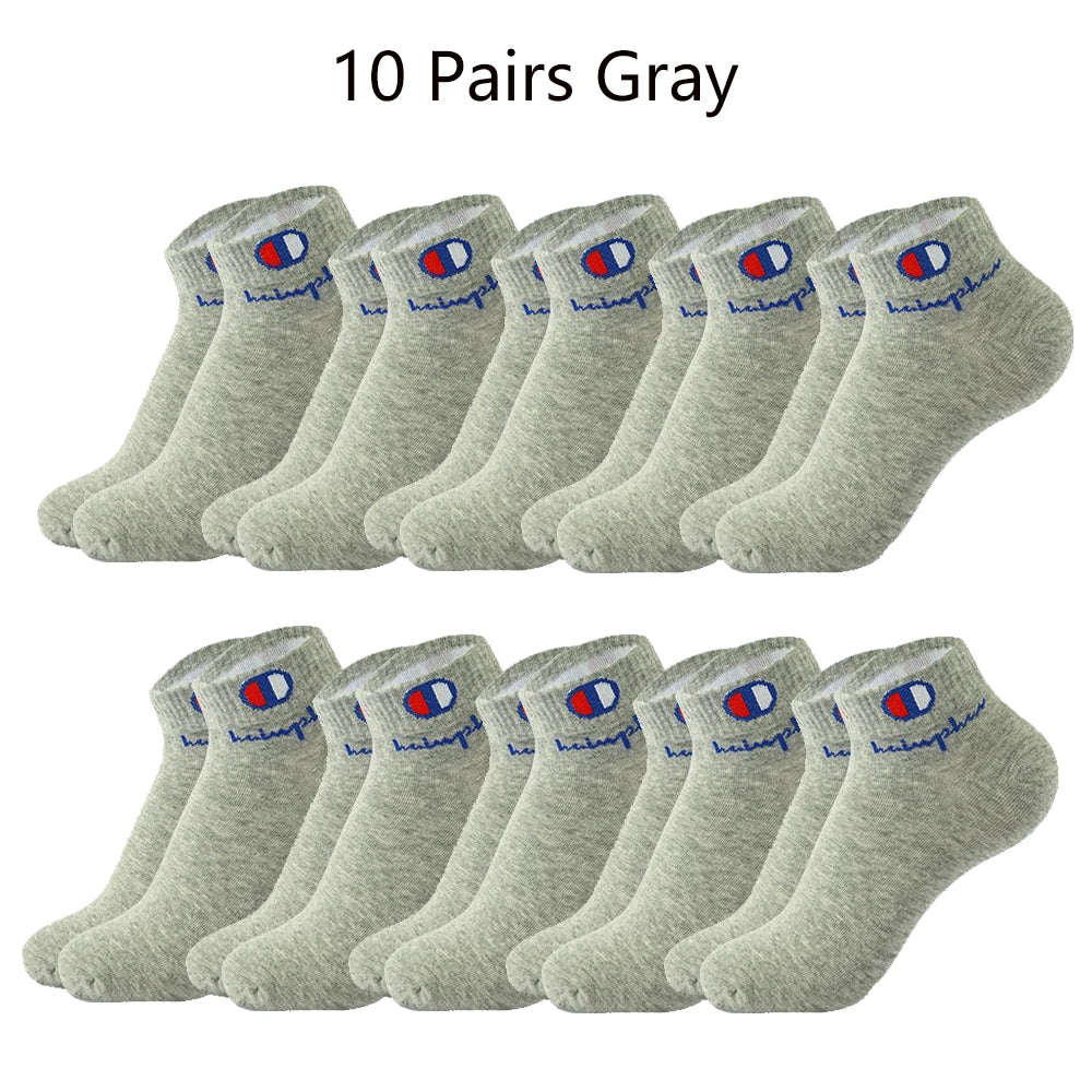 10/20/30 Pairs Ankle Socks Men Women Cotton Brand Socks Athletic Running Socks Cushioned Breathable Low Cut Sports Short Socks