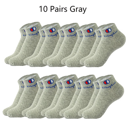 10/20/30 Pairs Ankle Socks Men Women Cotton Brand Socks Athletic Running Socks Cushioned Breathable Low Cut Sports Short Socks