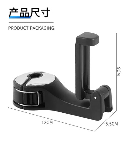 Multi-functional 2 In 1 Car Hook Hidden Multifunctional Rear Headrest Hook Car Rear Phone Holder Lock Type Mobile Phone Holder
