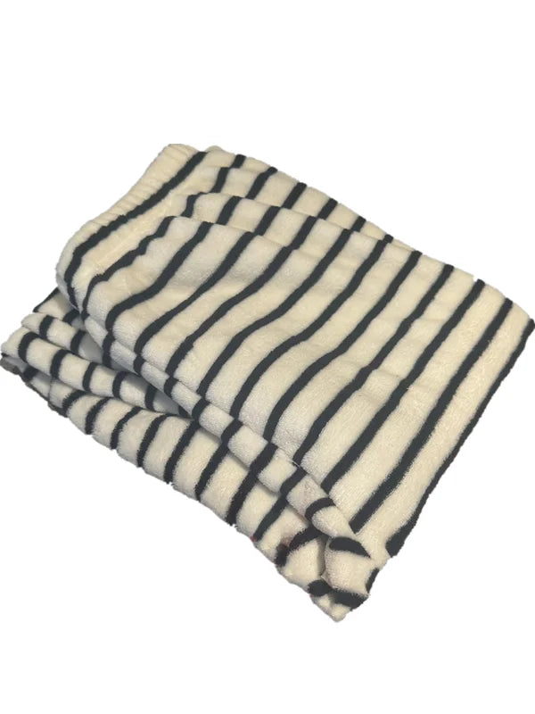 Thickened Flannel Sleep Pants Coral Fleece Leisure Long Pants Winter Home Clothes Stripe Pattern Unisex Warm Home Pants