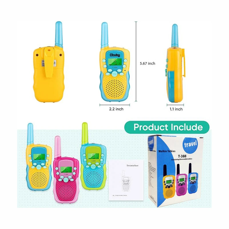 Obuby Toys for 3-12 Year Old Boys Walkie Talkies for Kids Gifts Toys with Backlit LCD Flashlight 3 KMs Outside Hiking Camping