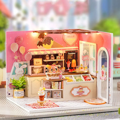DIY Dollhouses Kit With Furniture Small House Scene Model Miniature Doll House Wooden Assembly Model Toy For Birthday Gifts