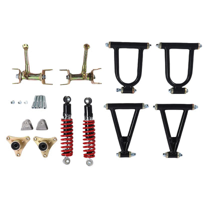 Front Suspension Arm Kit High Strength Enhanced Stability Comfort Upper and Lower Swingarm and Suspension Shock Kit for ATV Quad