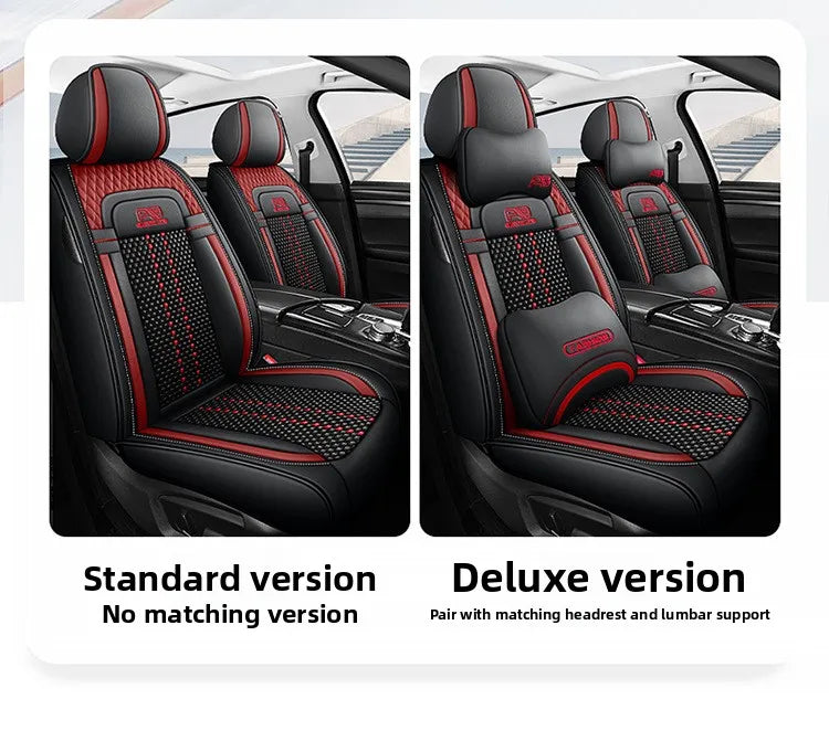 Universal Auto Split Seat Car Full Seat Cover Breathable Ice Silk Nappa Leather Car SUV Cushion Full Seats Cover Protection