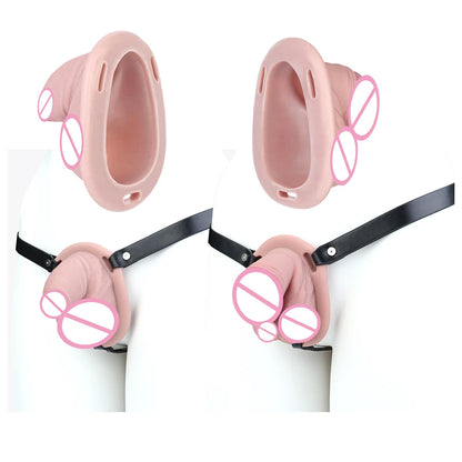 FRKO Real Skin Feel Silicone Male Chastity Cage Device Lock Bondage Belt Penis Sleeve Cock Restraint BDSM Erotic Sex Toys Men 18