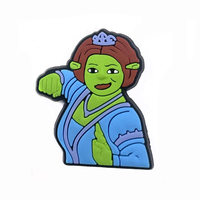 10PCS Shrek Cartoon Shoes Charms Set Fiona Donkey Puss in Boots Shoe Decorations for Clogs Sandals Funny Movie Shoe Accessories