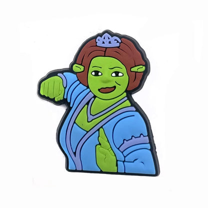 10PCS Shrek Cartoon Shoes Charms Set Fiona Donkey Puss in Boots Shoe Decorations for Clogs Sandals Funny Movie Shoe Accessories