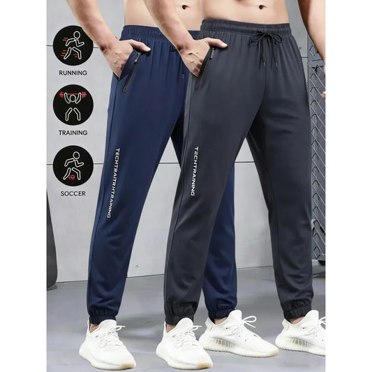 2-Piece Summer Breathable Ultra Thin Men's Stretchy Sweatpants Casual Joggers For Workout Outdoor Wear