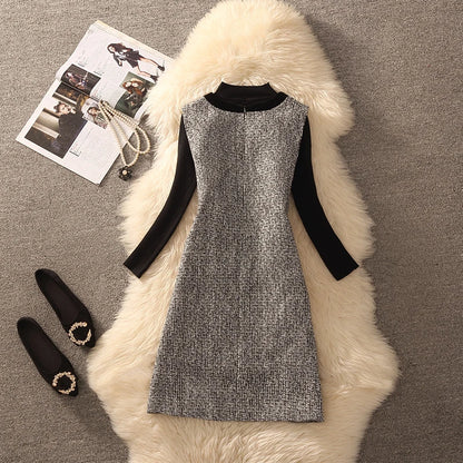 Spring Autumn Winter Tweed Color Block Vest Skirt Set  Knot Elegant Fashionable Two Piece Set Women's Luxury Style