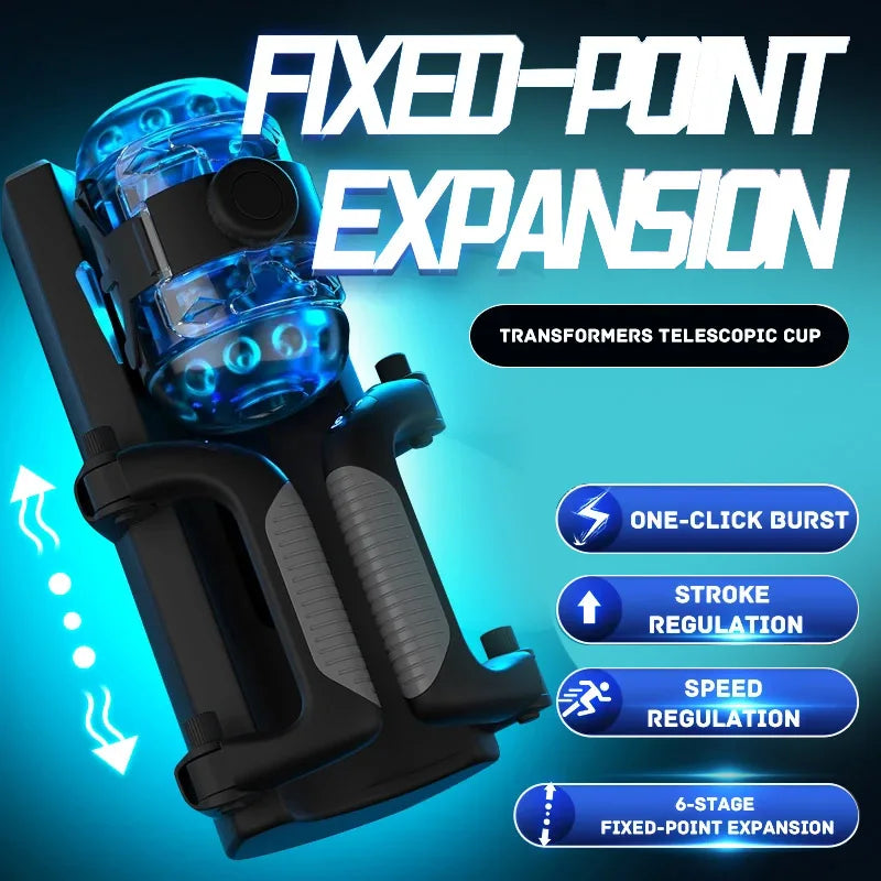Fully Automatic Handle Masturbator 6-Segment Fixed-point Telescopic Male One-Key Burst Masturbation Cup Trainer Sex Toys for Men